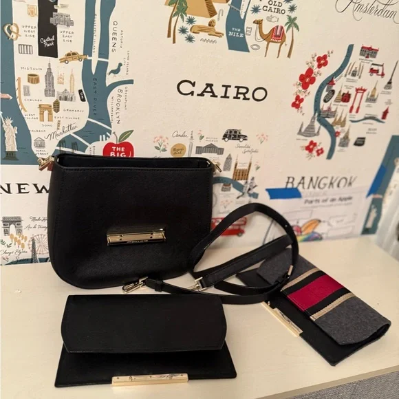 Kate Spade Byrdie Black Crossbody Bag Set with two interchangeable options - Picture 2 of 11